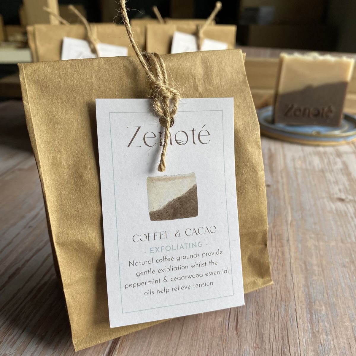 Exfoliating Soap Gift wrapped in a Brown Bag