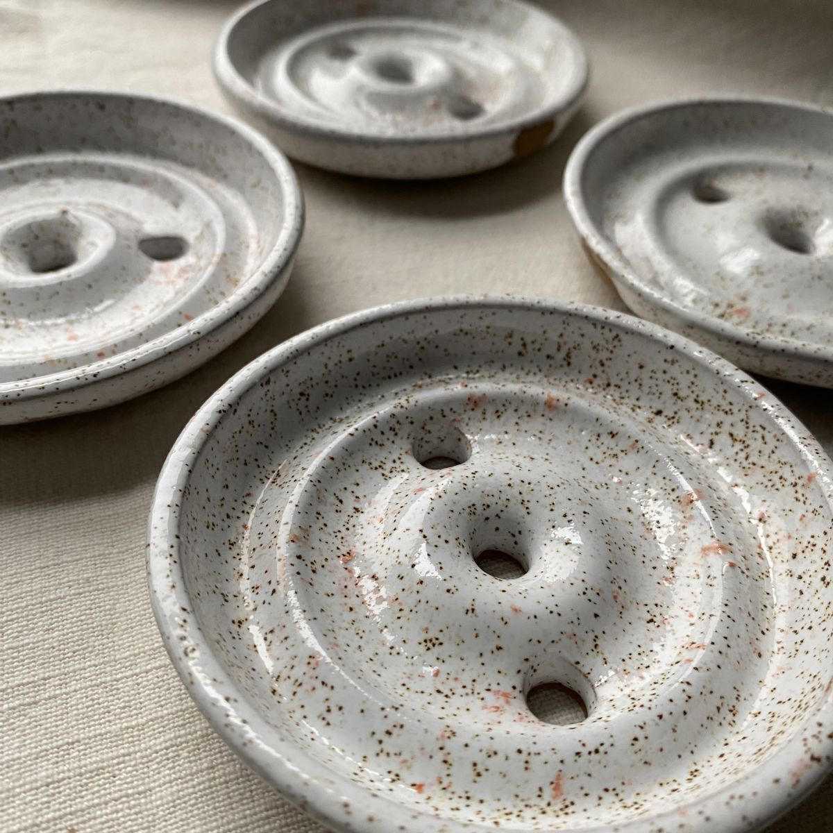 White Speckled Ceramic Soap Dish